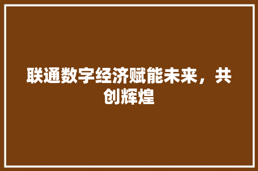 联通数字经济赋能未来,共创辉煌 联通数字经济赋能未来,共创辉煌