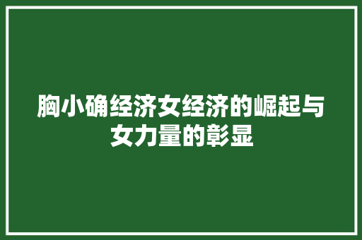 胸小确经济女经济的崛起与女力量的彰显 胸小确经济女经济的崛起与女力量的彰显