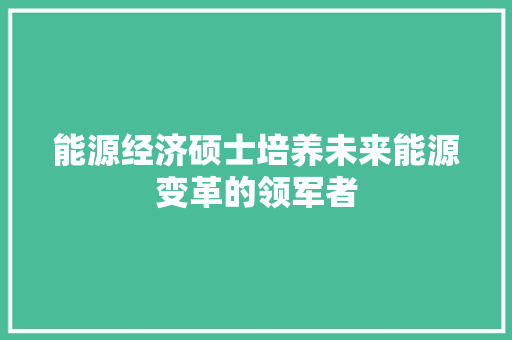 能源经济硕士培养未来能源变革的领军者 能源经济硕士培养未来能源变革的领军者