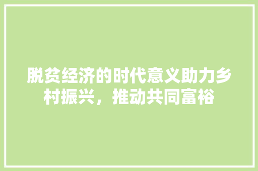 脱贫经济的时代意义助力乡村振兴,推动共同富裕 脱贫经济的时代意义助力乡村振兴,推动共同富裕