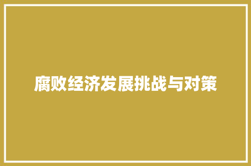 腐败经济发展挑战与对策 腐败经济发展挑战与对策