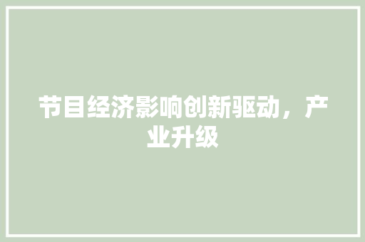 节目经济影响创新驱动，产业升级