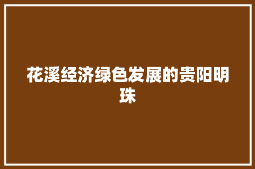 花溪经济绿色发展的贵阳明珠 花溪经济绿色发展的贵阳明珠