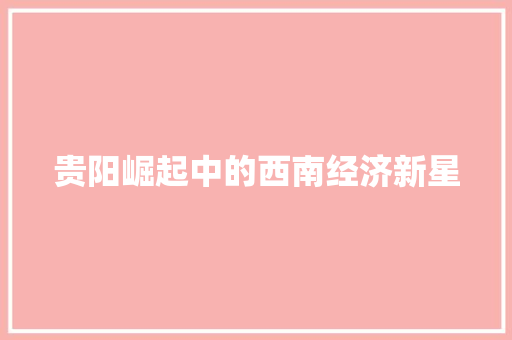 贵阳崛起中的西南经济新星 贵阳崛起中的西南经济新星