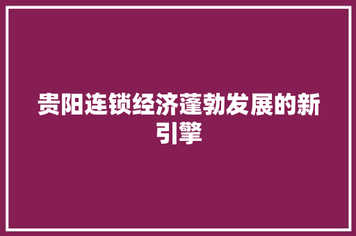 贵阳连锁经济蓬勃发展的新引擎 贵阳连锁经济蓬勃发展的新引擎