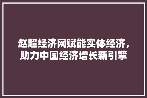 赵超经济网赋能实体经济,助力中国经济增长新引擎 赵超经济网赋能实体经济,助力中国经济增长新引擎