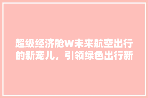 超级经济舱W未来航空出行的新宠儿,引领绿色出行新潮流 超级经济舱W未来航空出行的新宠儿,引领绿色出行新潮流