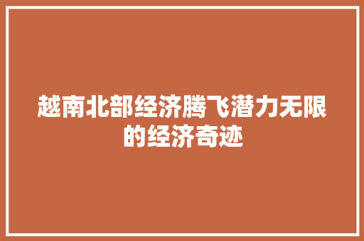越南北部经济腾飞潜力无限的经济奇迹 越南北部经济腾飞潜力无限的经济奇迹