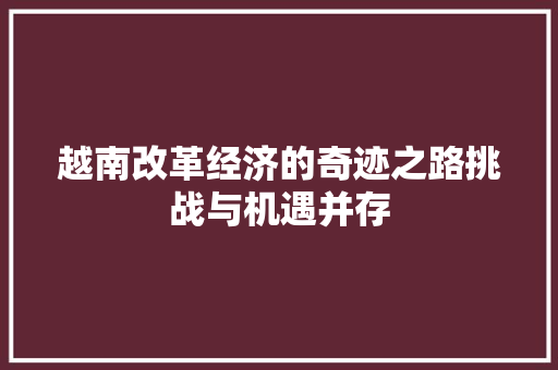 越南改革经济的奇迹之路挑战与机遇并存 越南改革经济的奇迹之路挑战与机遇并存