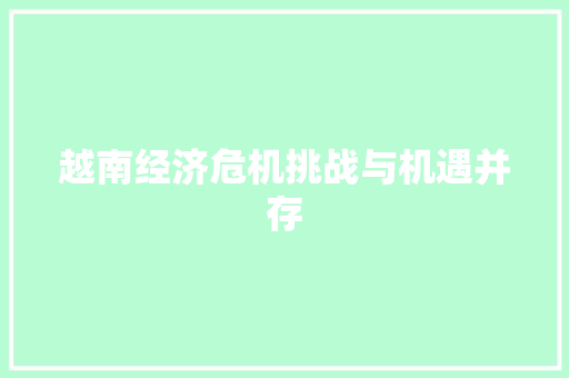 越南经济危机挑战与机遇并存 越南经济危机挑战与机遇并存