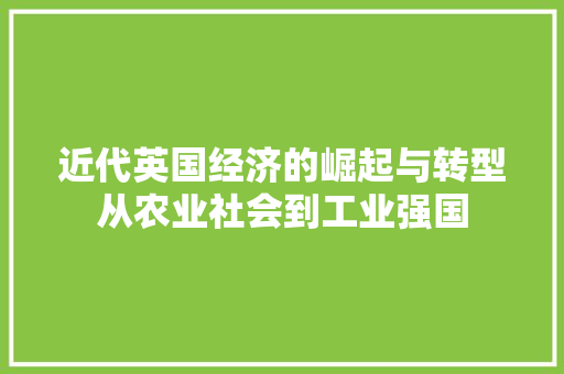 近代英国经济的崛起与转型从农业社会到工业强国 近代英国经济的崛起与转型从农业社会到工业强国