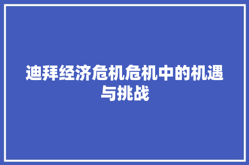 迪拜经济危机危机中的机遇与挑战