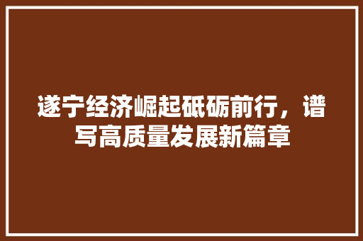 遂宁经济崛起砥砺前行,谱写高质量发展新篇章 遂宁经济崛起砥砺前行,谱写高质量发展新篇章
