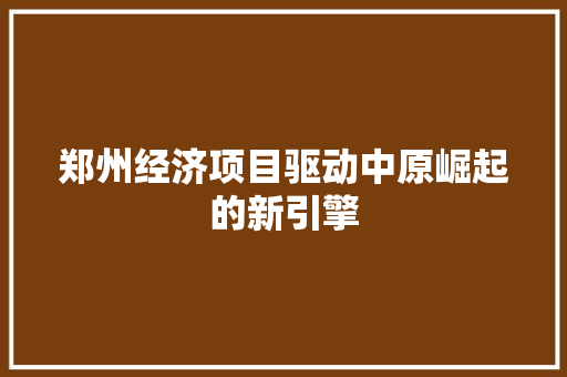 郑州经济项目驱动中原崛起的新引擎 郑州经济项目驱动中原崛起的新引擎