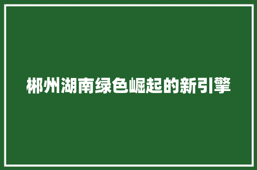 郴州湖南绿色崛起的新引擎 郴州湖南绿色崛起的新引擎