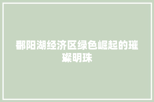 鄱阳湖经济区绿色崛起的璀璨明珠 鄱阳湖经济区绿色崛起的璀璨明珠