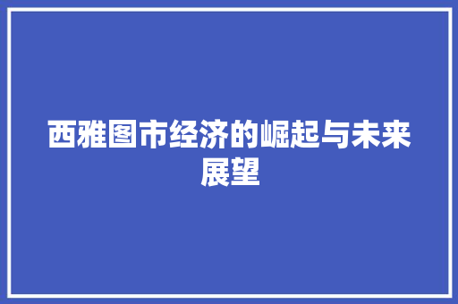 西雅图市经济的崛起与未来展望 西雅图市经济的崛起与未来展望