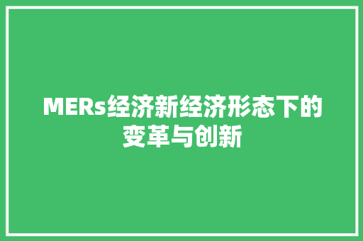 MERs经济新经济形态下的变革与创新