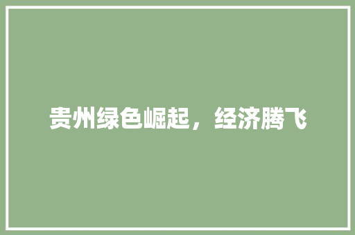 贵州绿色崛起,经济腾飞 贵州绿色崛起,经济腾飞