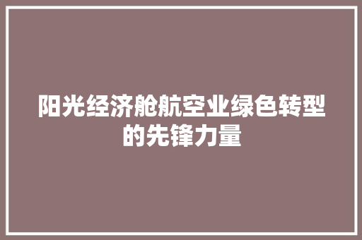 阳光经济舱航空业绿色转型的先锋力量 阳光经济舱航空业绿色转型的先锋力量