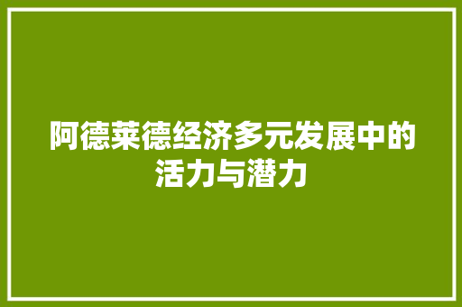 阿德莱德经济多元发展中的活力与潜力 阿德莱德经济多元发展中的活力与潜力