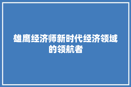 雄鹰经济师新时代经济领域的领航者 雄鹰经济师新时代经济领域的领航者