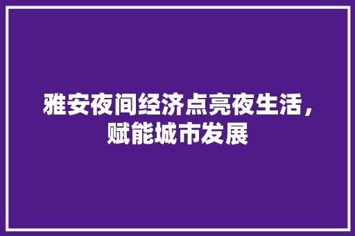雅安夜间经济点亮夜生活,赋能城市发展 雅安夜间经济点亮夜生活,赋能城市发展
