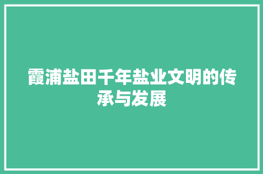 霞浦盐田千年盐业文明的传承与发展 霞浦盐田千年盐业文明的传承与发展