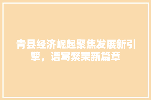 青县经济崛起聚焦发展新引擎,谱写繁荣新篇章 青县经济崛起聚焦发展新引擎,谱写繁荣新篇章