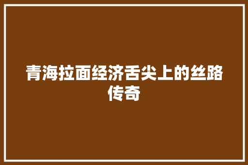 青海拉面经济舌尖上的丝路传奇 青海拉面经济舌尖上的丝路传奇