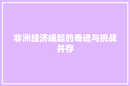 非洲经济崛起的奇迹与挑战并存 非洲经济崛起的奇迹与挑战并存