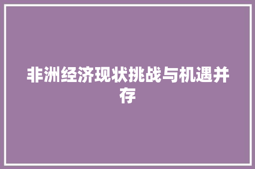 非洲经济现状挑战与机遇并存 非洲经济现状挑战与机遇并存
