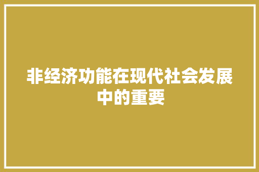 非经济功能在现代社会发展中的重要 非经济功能在现代社会发展中的重要