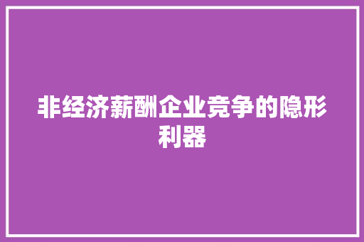 非经济薪酬企业竞争的隐形利器 非经济薪酬企业竞争的隐形利器