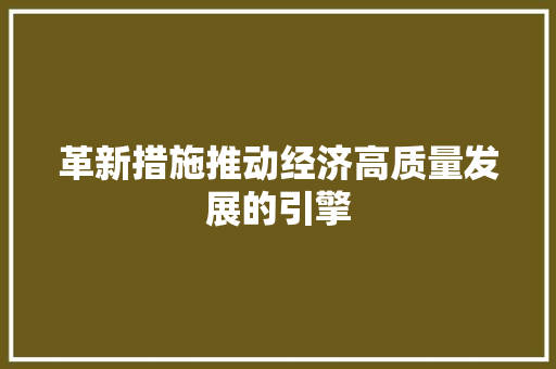 革新措施推动经济高质量发展的引擎 革新措施推动经济高质量发展的引擎