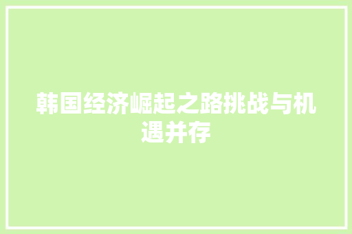 韩国经济崛起之路挑战与机遇并存 韩国经济崛起之路挑战与机遇并存