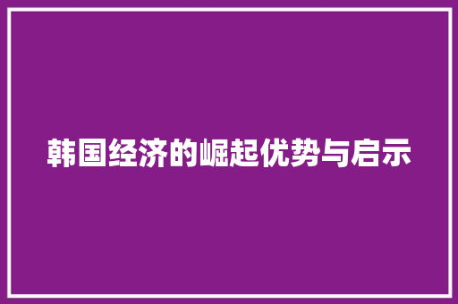 韩国经济的崛起优势与启示 韩国经济的崛起优势与启示