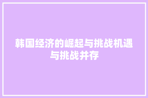 韩国经济的崛起与挑战机遇与挑战并存 韩国经济的崛起与挑战机遇与挑战并存