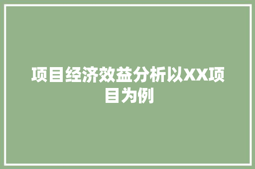 项目经济效益分析以XX项目为例 项目经济效益分析以XX项目为例