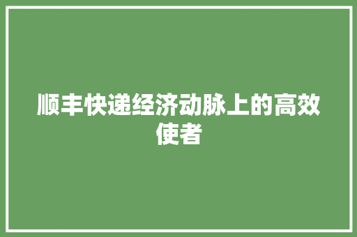 顺丰快递经济动脉上的高效使者 顺丰快递经济动脉上的高效使者