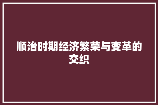 顺治时期经济繁荣与变革的交织 顺治时期经济繁荣与变革的交织