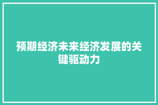 预期经济未来经济发展的关键驱动力 预期经济未来经济发展的关键驱动力