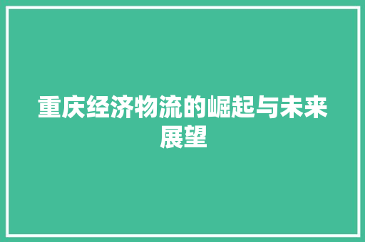 重庆经济物流的崛起与未来展望 重庆经济物流的崛起与未来展望