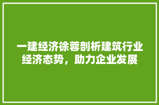 一建经济徐蓉剖析建筑行业经济态势,助力企业发展 一建经济徐蓉剖析建筑行业经济态势,助力企业发展
