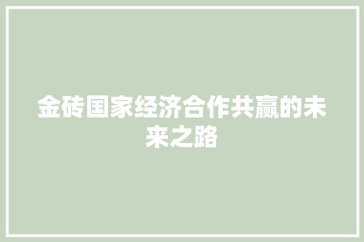 金砖国家经济合作共赢的未来之路 金砖国家经济合作共赢的未来之路