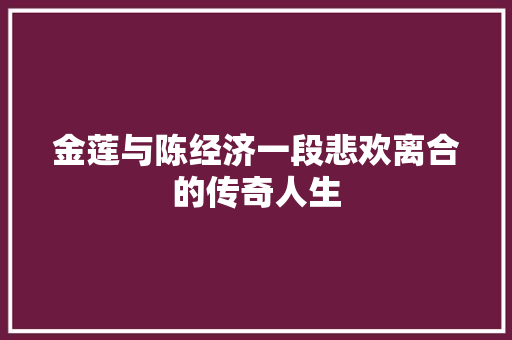 金莲与陈经济一段悲欢离合的传奇人生 金莲与陈经济一段悲欢离合的传奇人生