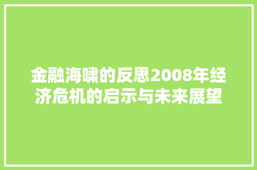 金融海啸的反思2008年经济危机的启示与未来展望 金融海啸的反思2008年经济危机的启示与未来展望