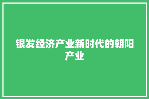 银发经济产业新时代的朝阳产业 银发经济产业新时代的朝阳产业