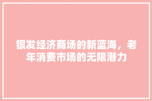 银发经济商场的新蓝海,老年消费市场的无限潜力 银发经济商场的新蓝海,老年消费市场的无限潜力