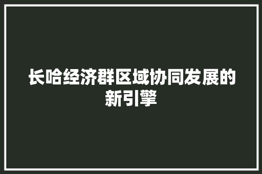 长哈经济群区域协同发展的新引擎